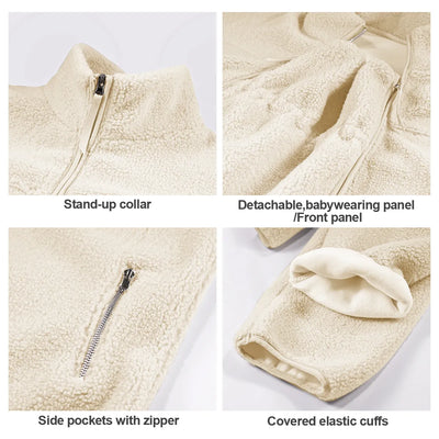 Women Before & After Babywearing Fleece Jacket-Cream