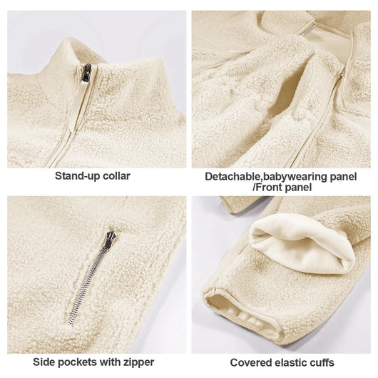 Women Before & After Babywearing Fleece Jacket-Cream