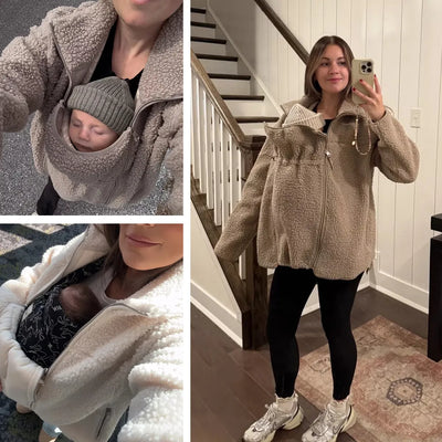 Women Before & After Babywearing Fleece Jacket-Cream